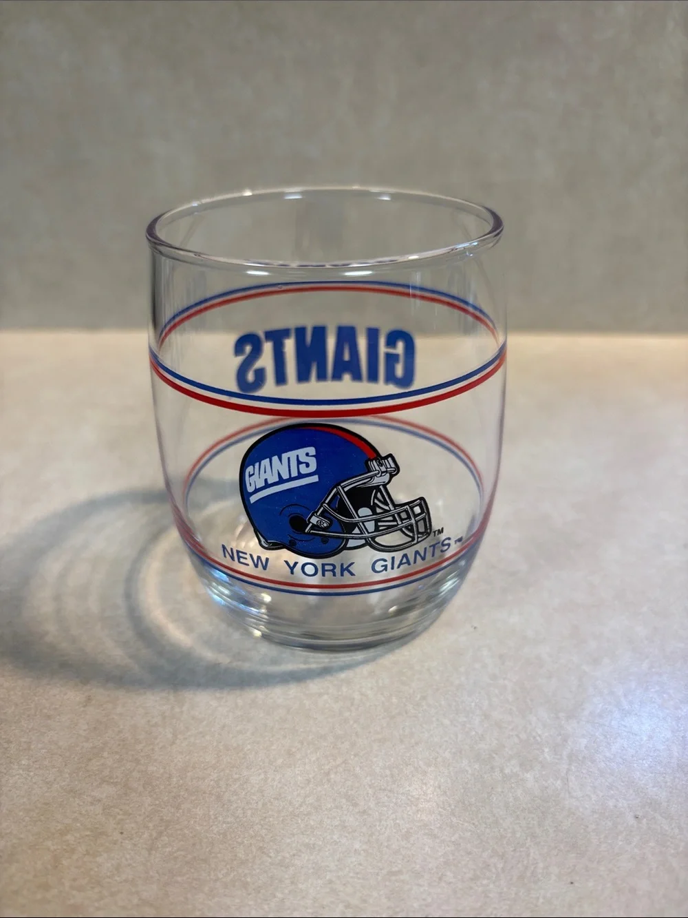 NFL New York Giants Clear Glass with Blue Helmet and Red Trim